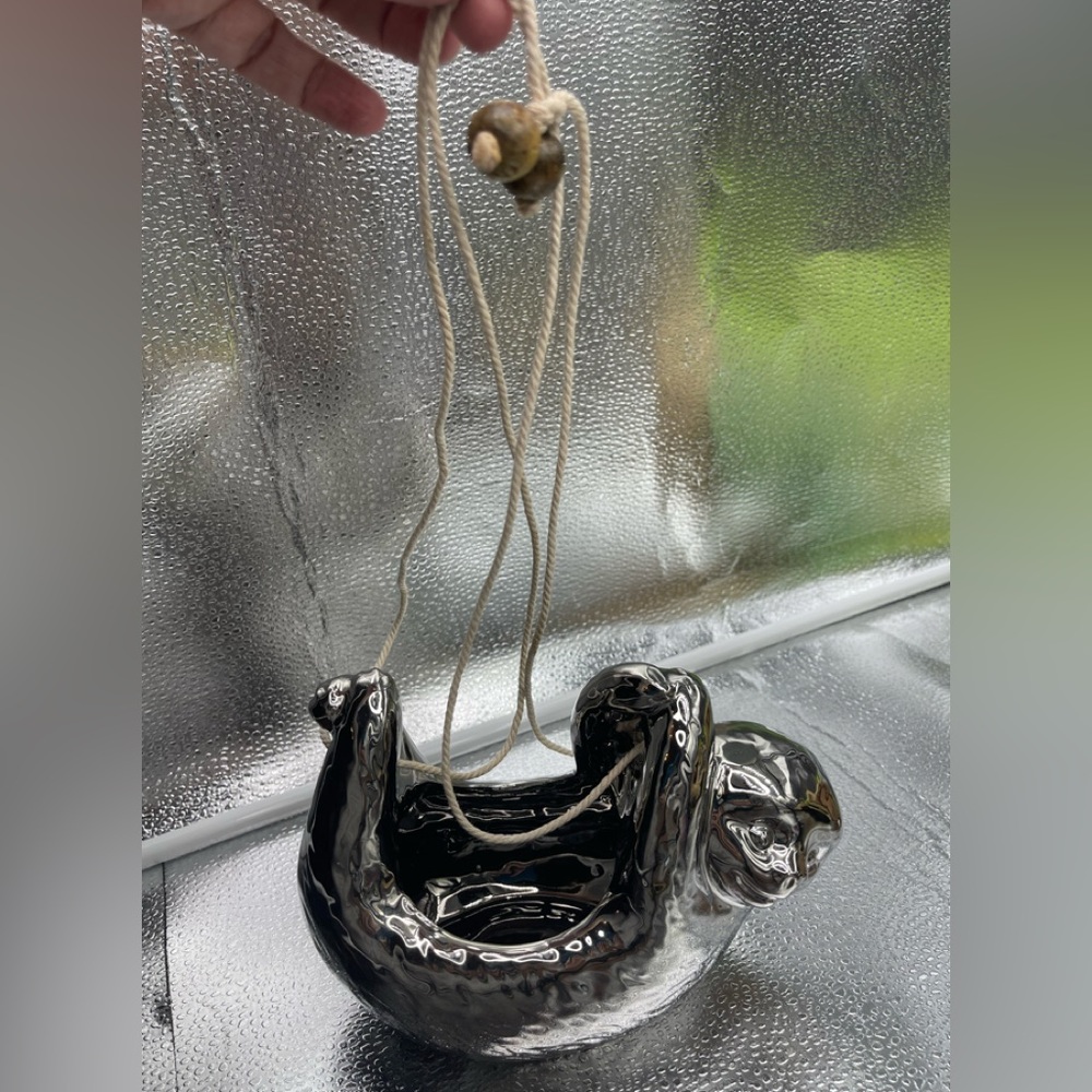 Gold Ceramic Sloth Planter